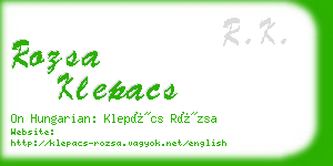 rozsa klepacs business card